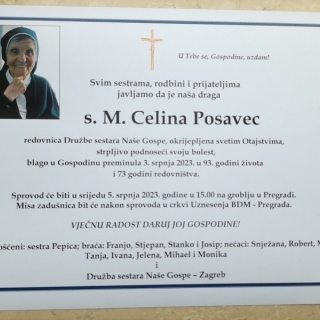 Preminula s. M. Celina Posavec