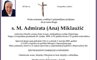 PREMINULA  S. ADMIRATA ANA MIKLAUŽIĆ